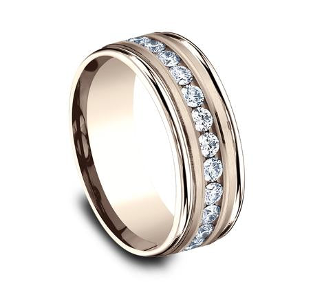 Benchmark Rose Gold 8mm Diamond Ring SKU RECF518516R