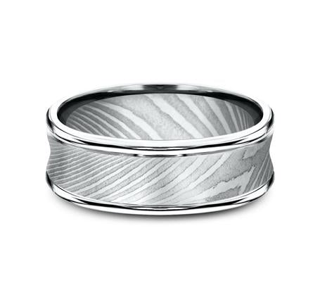 Forge Damascus Steel 7.5mm Ring SKU RECF87500DS