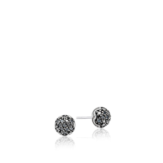 Sonoma Mist Simple Pave Dew Drop Studs featuring Black Diamonds Style #SE22544