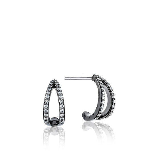 Ivy Lane Pave Crossroad Studs featuring Black Rhodium Silver Style #SE231BR