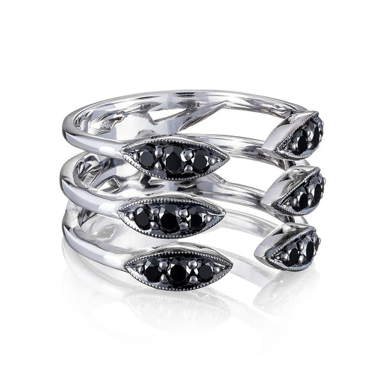 Ivy Lane Triple Stacked Surfboard Ring featuring Black Diamonds Style #SR19944